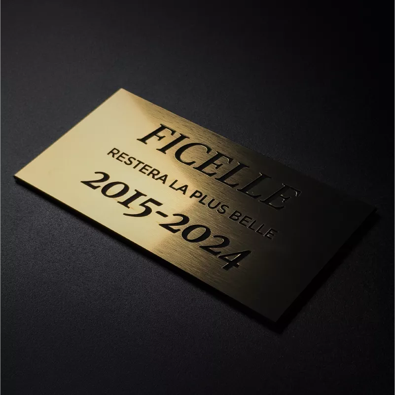 Plaque mémoire dorée gravée pour les monuments cinéraires Memorya