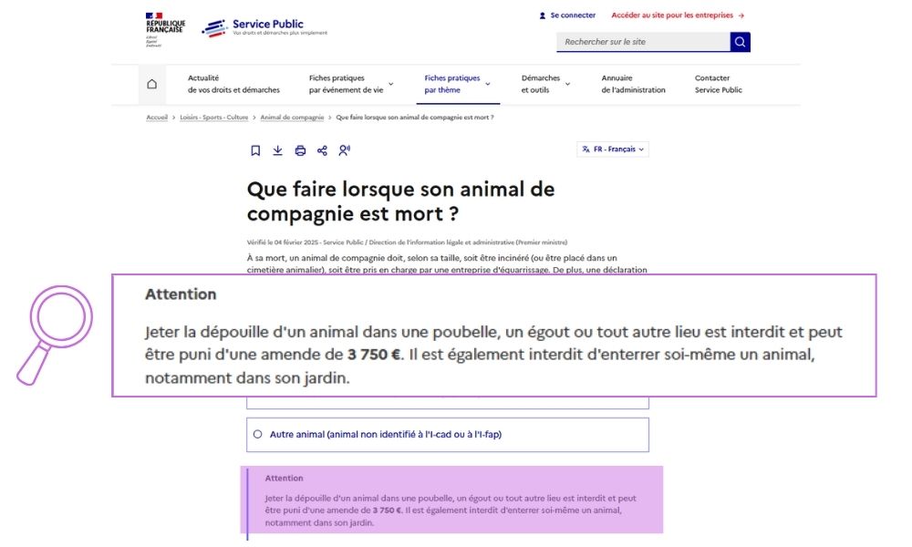 Il n'est plus légal d'enterrer son animal de compagnie dans le jardin