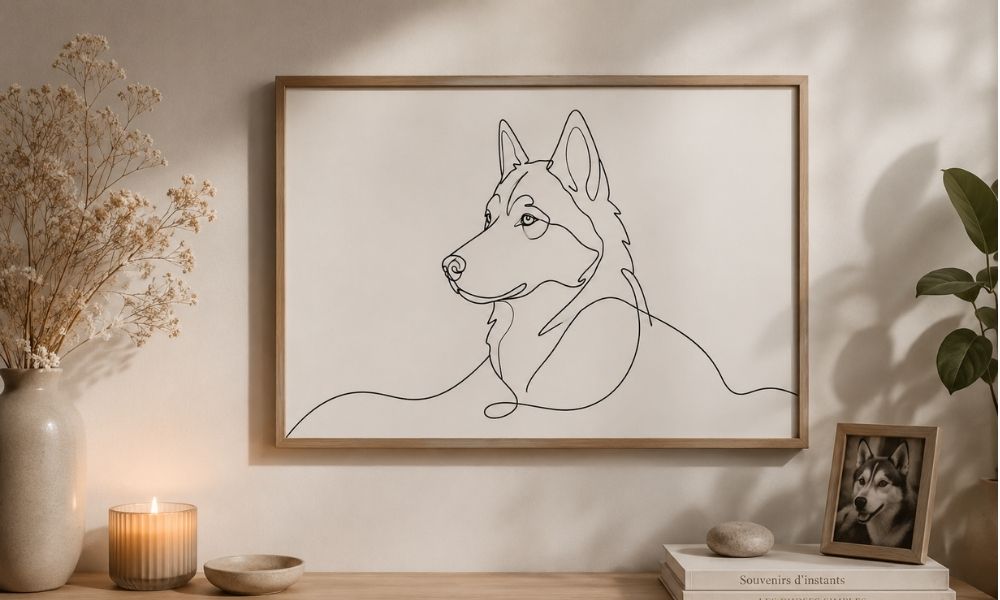 Hommage chien husky chez soi